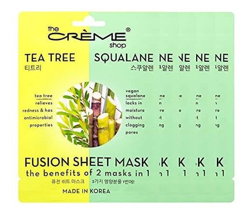 The Cr Me Shop Tea Tree & Squalane Fusion Sheet Mask, Korean