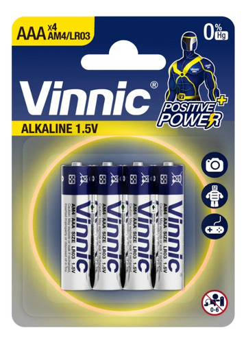 Pilas Aaa Alcalinas Vinnic Pack X 12 Unidades Bp4