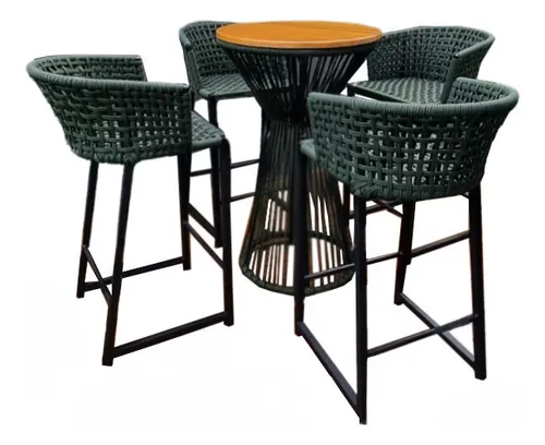 comprar Conjunto Bistrô Tampo Madeira Com 2 Banquetas Corda Náutica