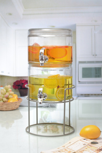 Dispensador De Vidiro Bebidas Doble 6.1 L Base Metal Vittori