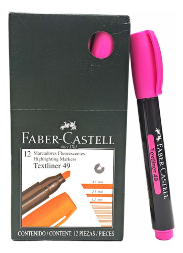 Resaltador Faber Castell Rosa Fluo 49 Por 12 Unidades