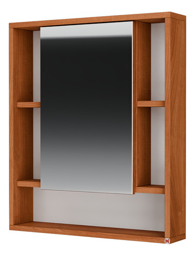 Mueble Botiquin Para Baño 60x70x12 - 1 Espejo Central Color Cedro