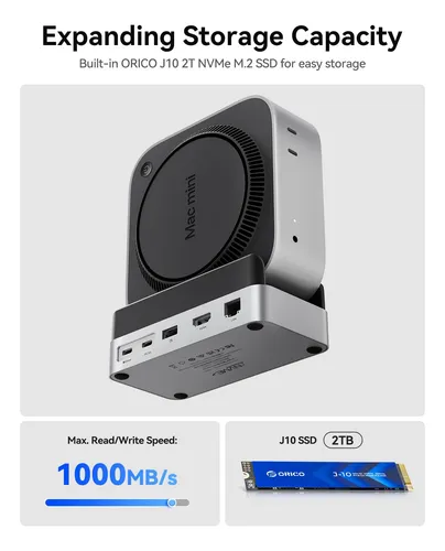 Concentrador Orico 9 En 1 De Aluminio Para Mac Mini M4 Con S