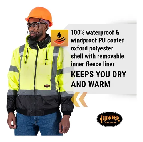 Practico Impermeable Fosforescente Alta Visibilidad Chamarra