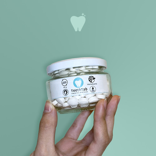 Teethtab Pasta Dental En Tabletas Sin FlĂșor Hierbabuena 85g