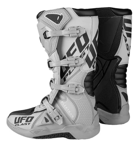 Botas Ufo Adulto Elektron Gris Negro Motocross Atv Enduro