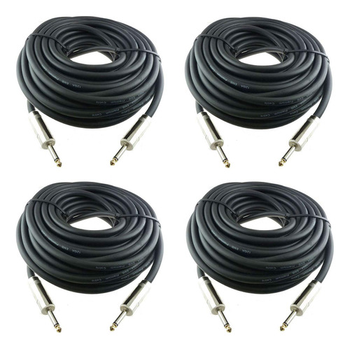 4 Cables De Altavoz Profesionales De 25 Pies De 1/4  1/...