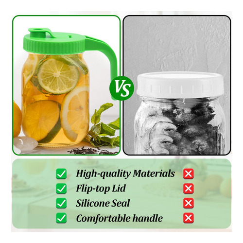 Dexspoeny 2pcs Mason Jar Vierte La Tapa De Pico Con Manija,