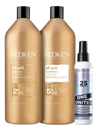 Kit Redken All Soft Sh 1l+cond 1l+one United All-in-one 150m