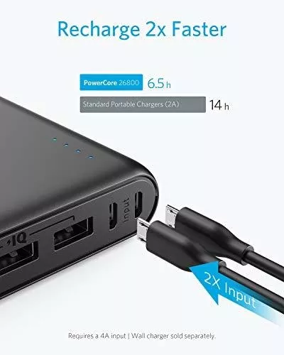 Cargador Portátil Anker Powercore 26800, Batería Externa D