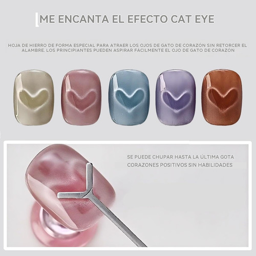 Imán Con Forma De Corazón Y Ojo De Gato Para Uñas, Gel Con F