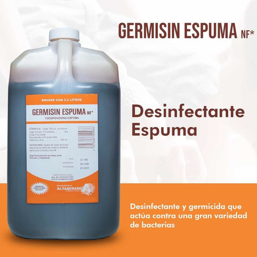 Desinfectante Espuma Antiséptica Yodopovidona Germisin 3.5 L