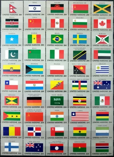Fundir amanecer Comercialización Naciones Unidas Banderas Lote De 128 Timbres Diferentes Mint
