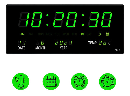 Reloj De Pared Led Digital Con Termómetro Decoracion Hogar