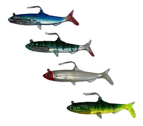 Señuelos Goma Antienganche Soft Minnow C/ Anzuelo 10cm -4u. 