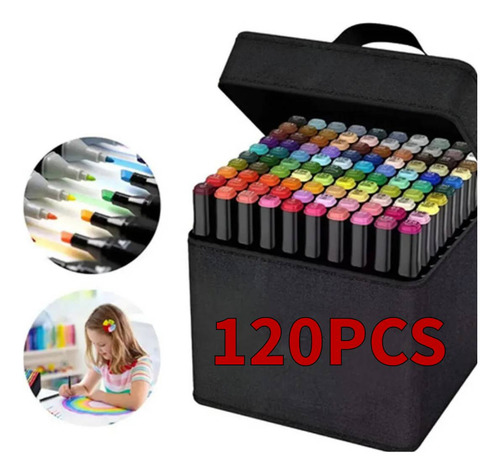 Capa Colorida Para Colorir De Ponta Dupla, 120 Unidades, Can