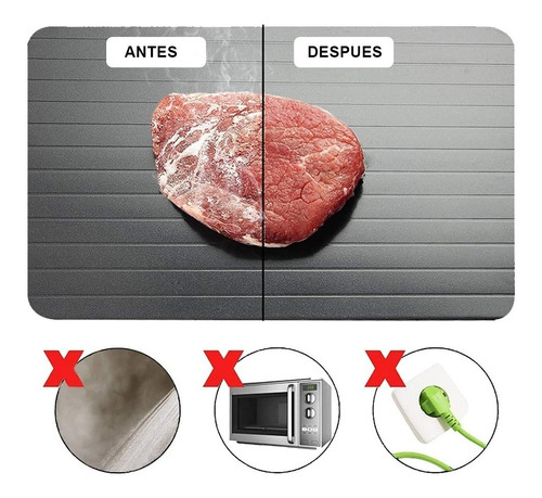 Imagen 2 de 5 de Bandeja Descongeladora De Alimentos Tabla Aluminio Defrost