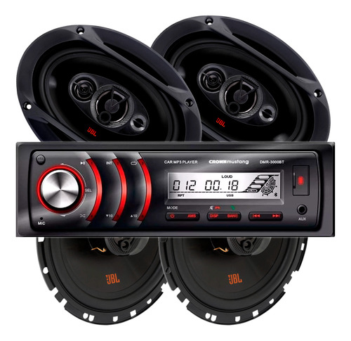 Estereo Crown Mustang + Parlantes Jbl Flex 6x9 +flex 6puLG P