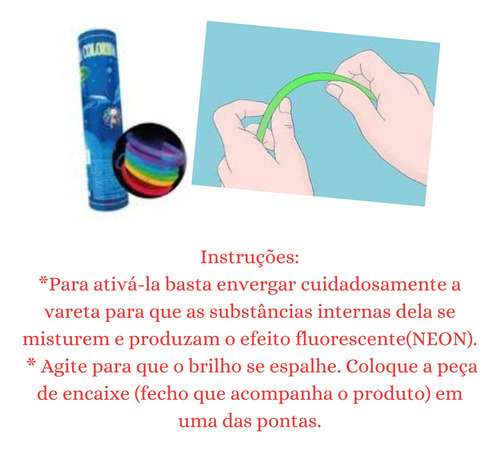 Kit 100 Pulseira Neon Alto Brilho Fluorescente Festa Balada