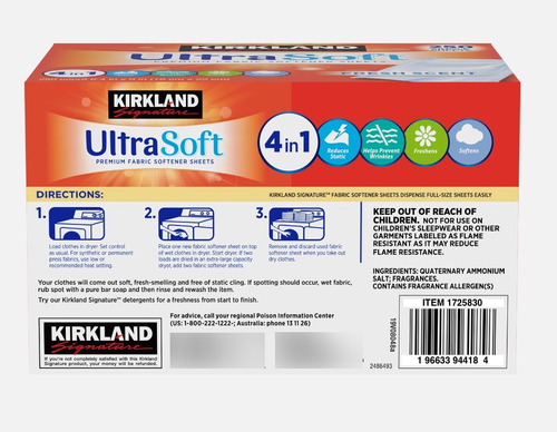 Kirkland Signature Toallas Para Secadora Suavizantes De Tela 500 Hojas