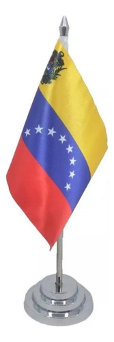 Bandeira Mesa Dupla Face Venezuela Mastro 29 Cm Alt Cetim