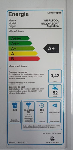 Imagen 6 de 6 de Lavarropas Automático Whirlpool Wnq06a Blanco 6kg 220 v