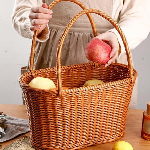 Cesta Tejida Con Asas, Cesta De La Compra, Cesta 30x15x17 Cm