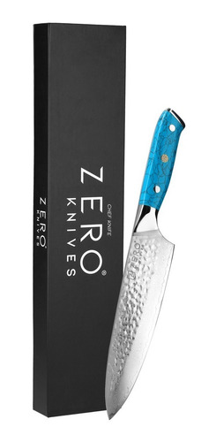 Imagen 3 de 5 de Cuchillo Acero Damasco 8,0'' Zero Knives - Bt Chef Y Asado