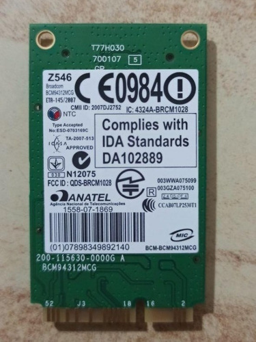 Wifi Broadcom Bcm94312mcg (Usado)