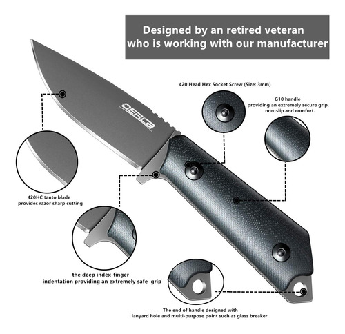 Cuchillo Táctico Olf-1008 - Hoja Fija 420hc - Funda Kydex