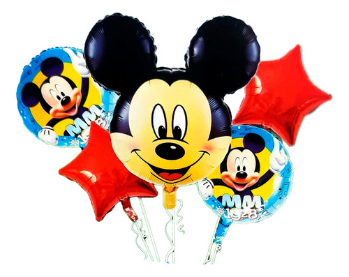 Bouquet Globos Mickey Mouse Cara Rojo Niño Decoración