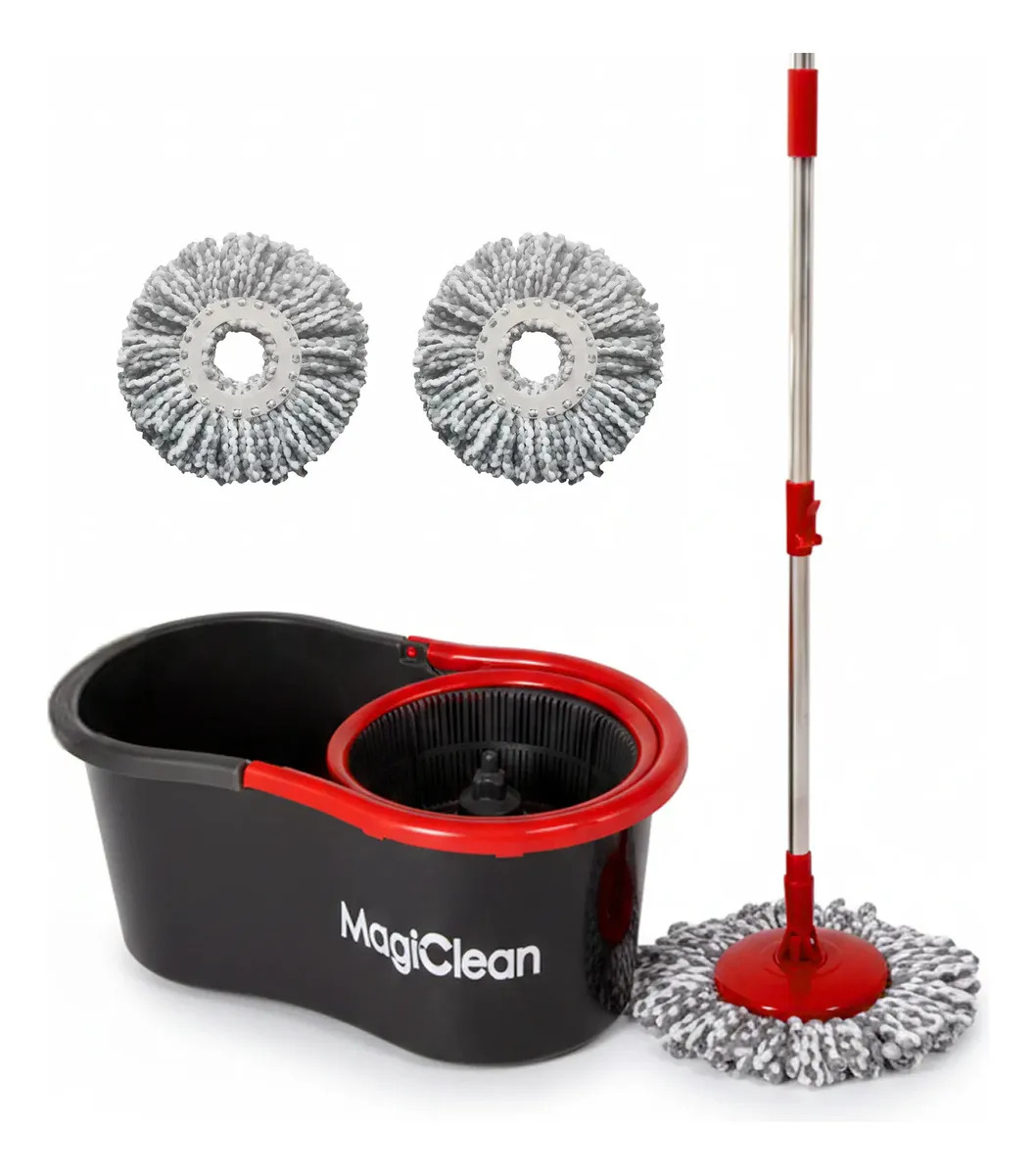 Trapeador Giratorio Magico Con Dos Microfibras Gratis Magiclean M2 Spin Magic