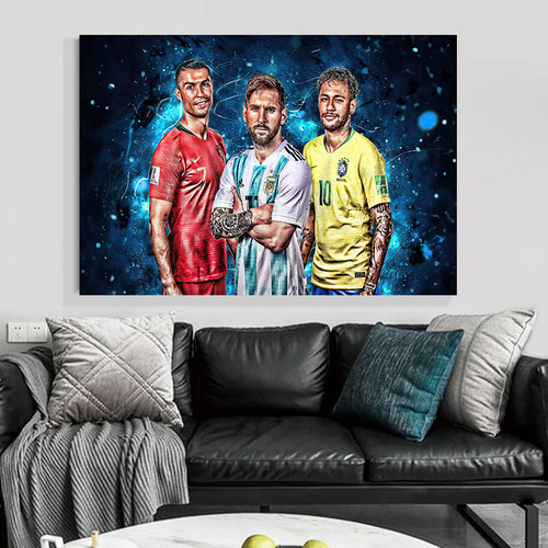 Lienzo De Póster De Fútbol De Messi Ronaldo Neymar Para Deco