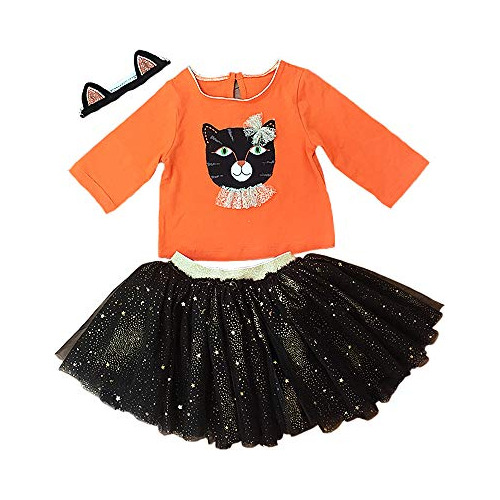 Conjunto Infantil Y De Halloween Mon Ami Cat Tutu, Top Y Diadema, Disfraz De Niña, 2-3t