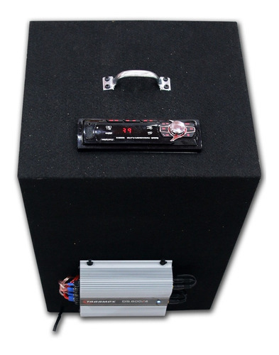 Caixa Trio Com Fonte + Módulo Taramps Pintada Bluetooth Usb Cor Preto/vermelho 127/220v