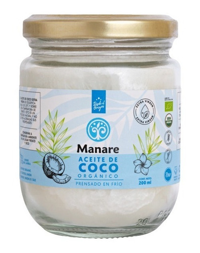 Packx3 Aceite De Coco Organico 200ml Prensado Al Frio Manare