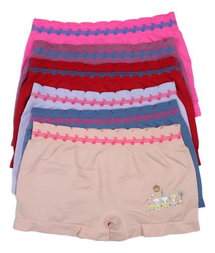 6 Boxer Para Niña Con Diseño De Conejitos, Suave Y Elástico