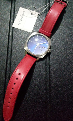 Reloj Calvin Klein Fraternity Swiss Made A Meses S/intereses Rojo Acero Inoxidable Azul (Usado)
