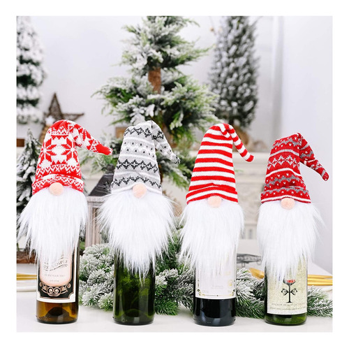 Cubiertas De Botellas De Vino Gnomo De Navidad, 4 Paquetes