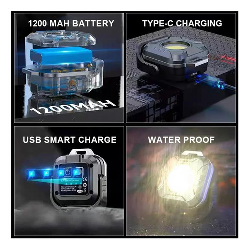 Luz De Trabajo Portátil Multifuncional, 500lm, 6 Modos De