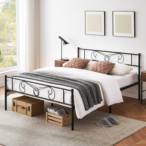 Idealhouse Base De Cama De Metal Tamano Queen Con Cabecero Y