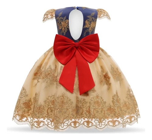 Elegante Vestido De Princesa Para Niñas, Exquisito Lazo Bord