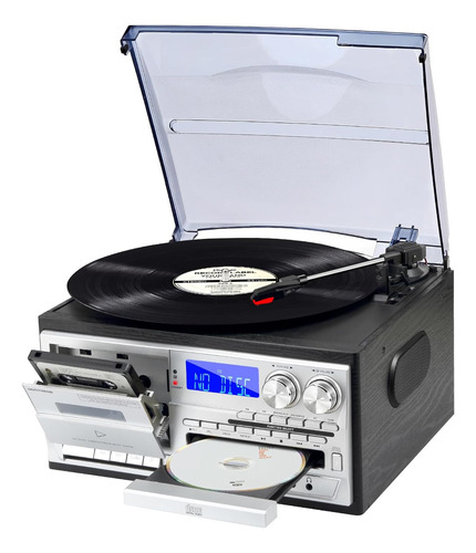Reproductor De Vinilo Con Tocadiscos Y Reproductor 9 En 1 Co