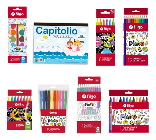  Set De Arte Kit Para Pintar Combo Filgo Colores Marcadores