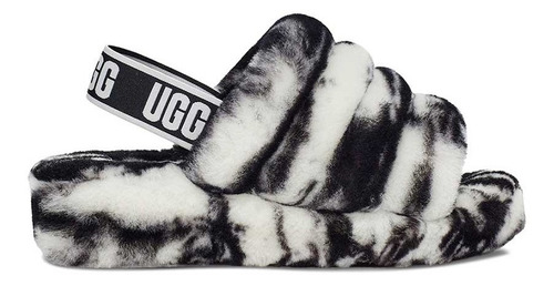 Sandalias Ugg Fluff Yeah Slide Marble W Negro Mujer