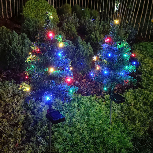 4 Pcs Led Solar Árbol De Navidad Luces Decoración De Jardín