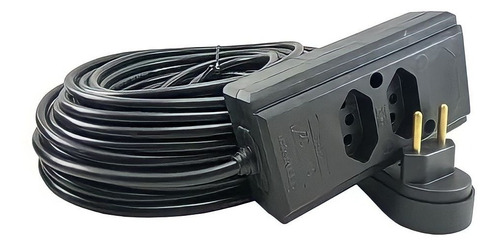 Extensão Elétrica 40 Metros 10a/20a Cabo Pp 2x1,0 Reforçada Cor Preto 127V/220V