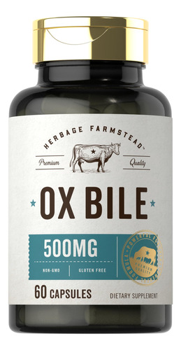 Suplemento Carlyle Ox Bile 500 Mg, 60 Cápsulas, Enzima Diges