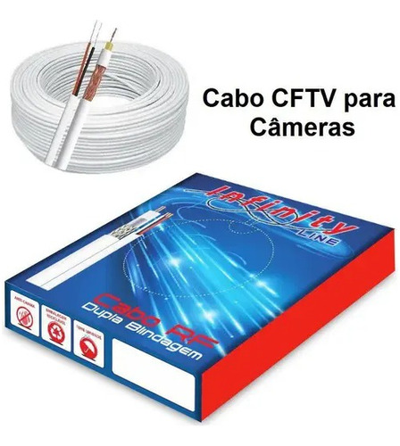 Cabo Coaxial Cftv Segurança  Bipolar 95% Malha 100m Anatel