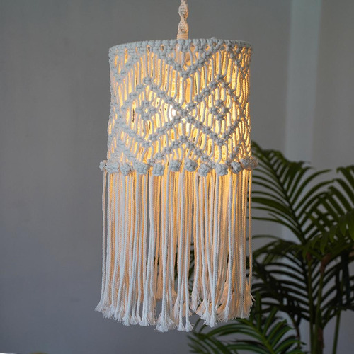 Pantalla De Lámpara De Macramé Pantalla De Luz De Borla